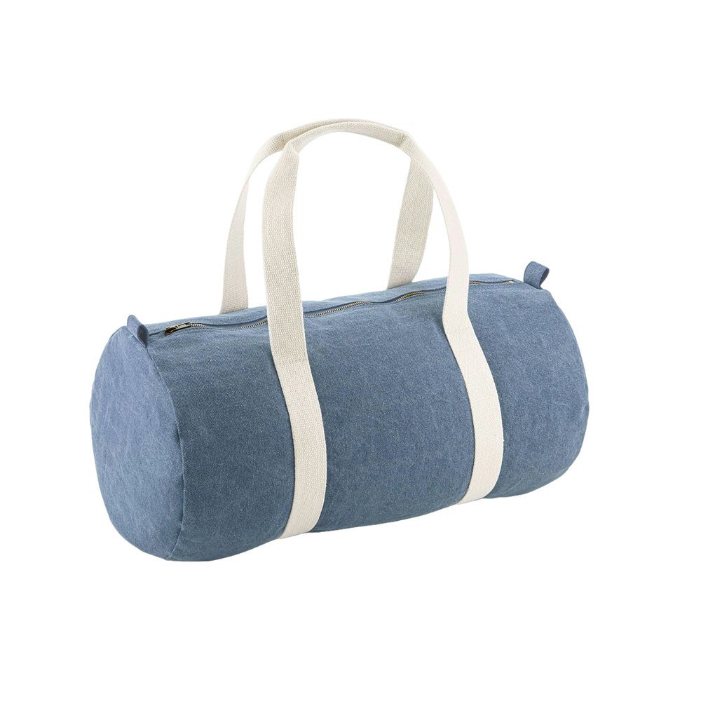 Bagbase Barrel Denim Duffle Bag - Light Blue