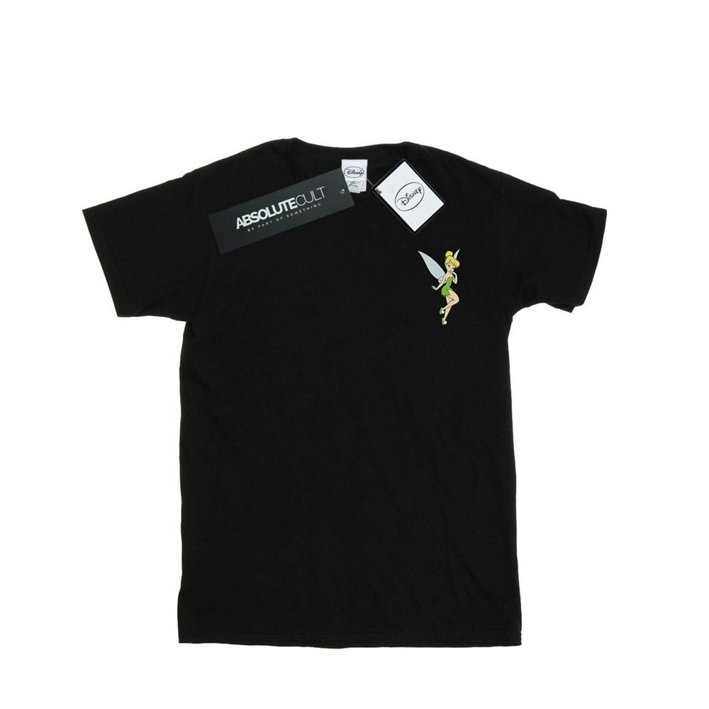 Disney Womens/Ladies Tinkerbell Chest Cotton Boyfriend T-Shirt - Black