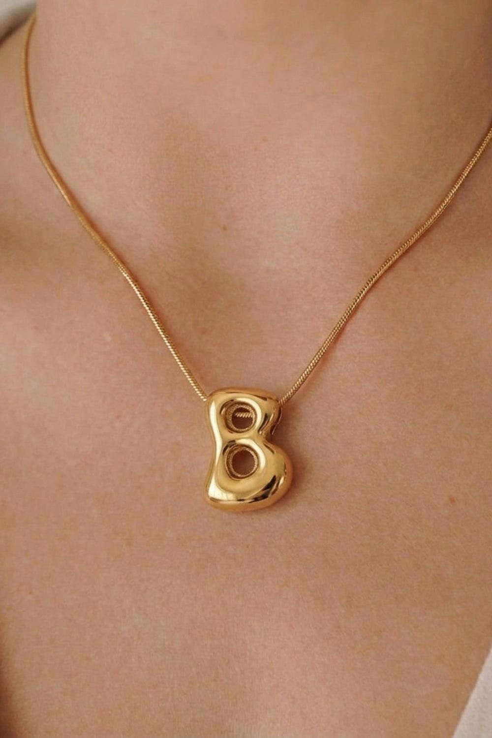 Serla Bubble Initial Gold Plated Necklace Letter B