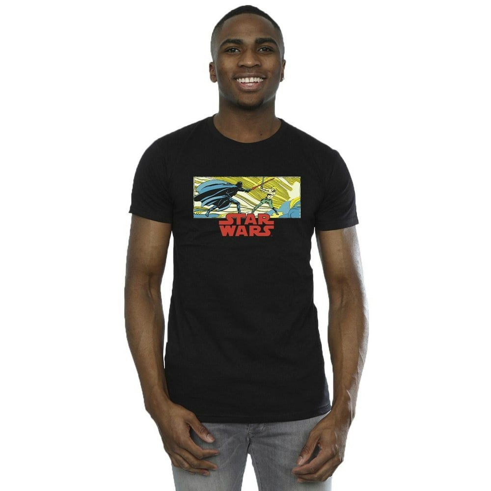 Star Wars Mens Comic Strip Luke And Vader T-Shirt - Black