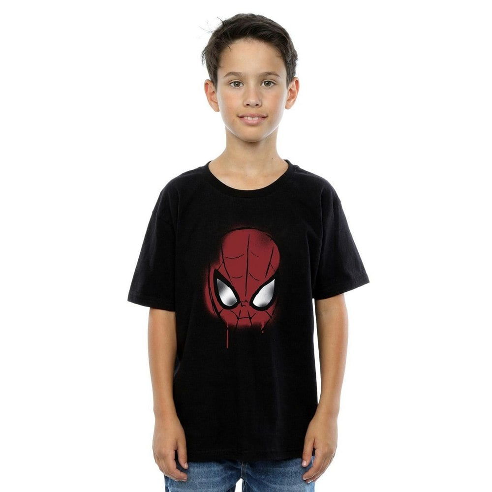Marvel Boys Spider-Man Face Sketch T-Shirt - Black