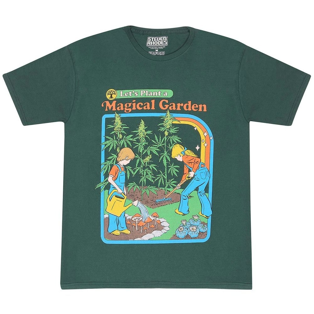 Steven Rhodes Unisex Adult Let´s Plant A Magical Garden T-Shirt - Green