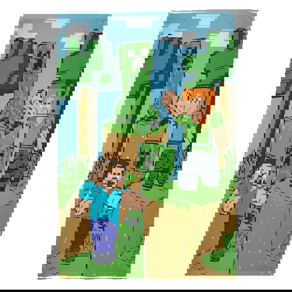 Minecraft Fleece Blocks Blanket - Green/Brown/Blue