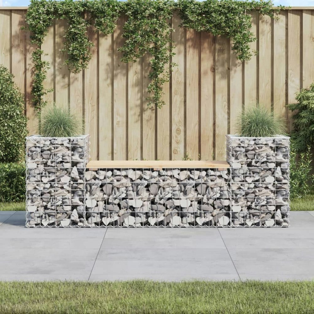 Berkfield Garden Bench Gabion Design 183x41x60.5 cm Solid Wood Pine