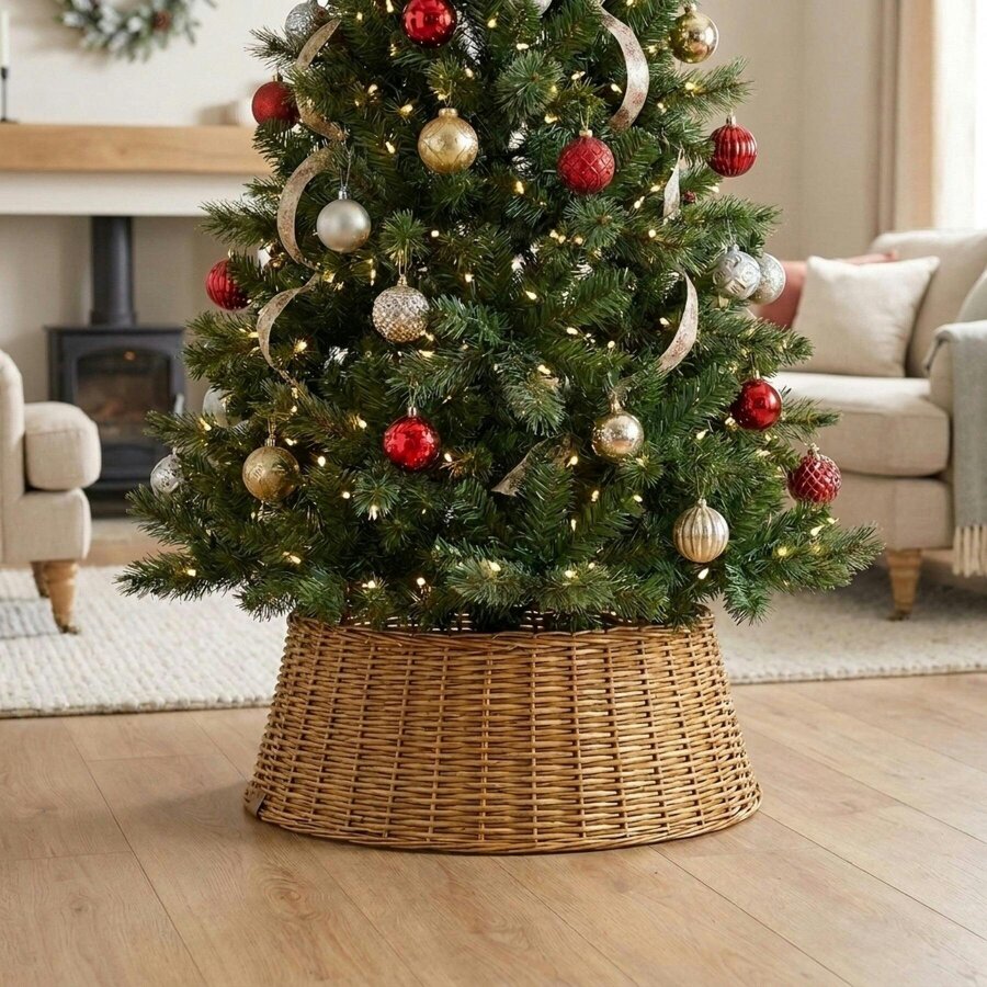 Garden Greatness Natural Woven Wicker Christmas Tree Skirt