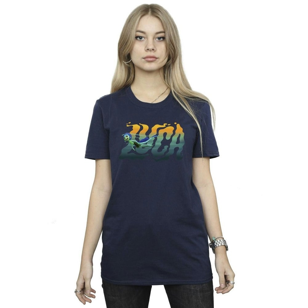 Disney Womens/Ladies Luca Swim Cotton Boyfriend T-Shirt - Navy Blue