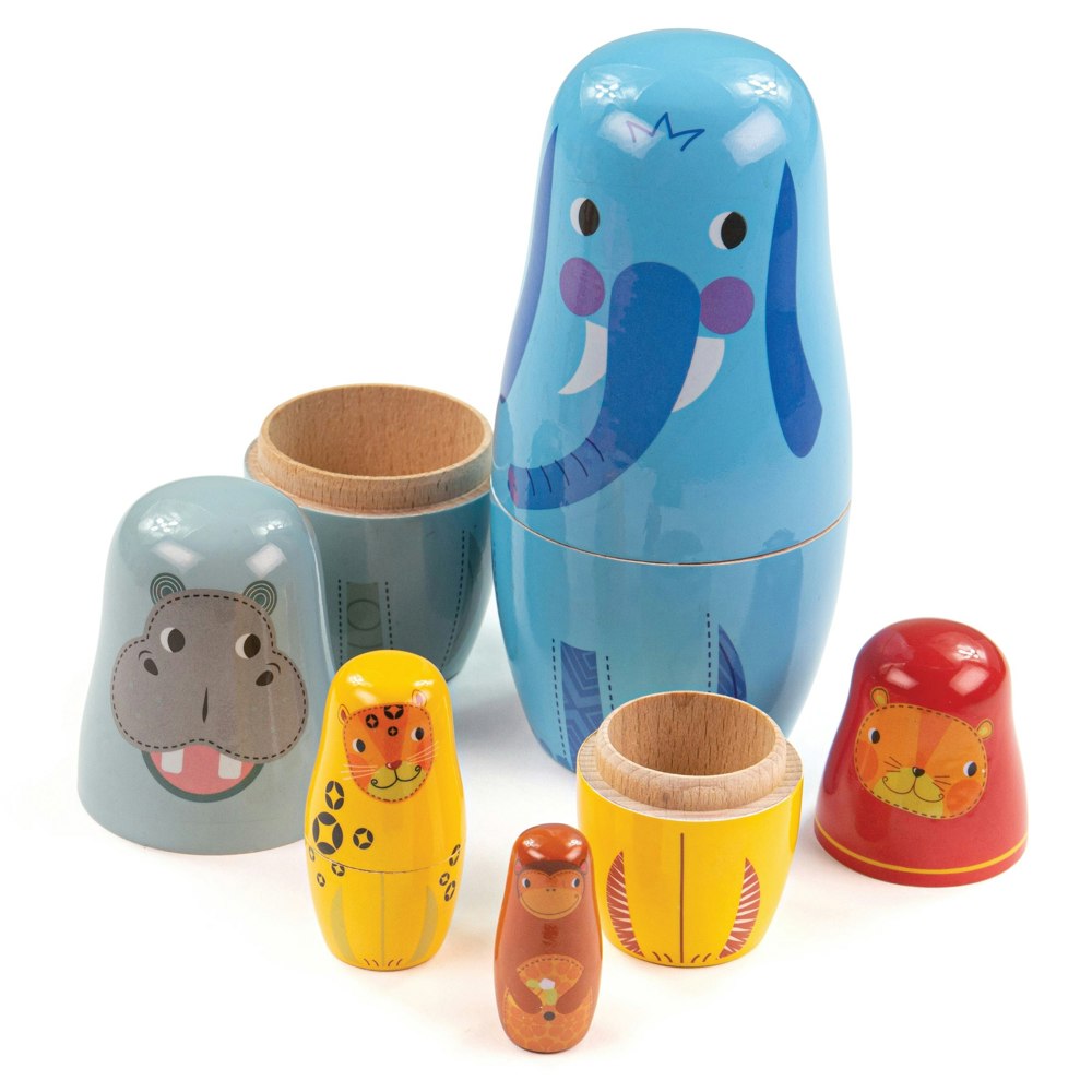 Tidlo Wooden Jungle Animal Russian Dolls