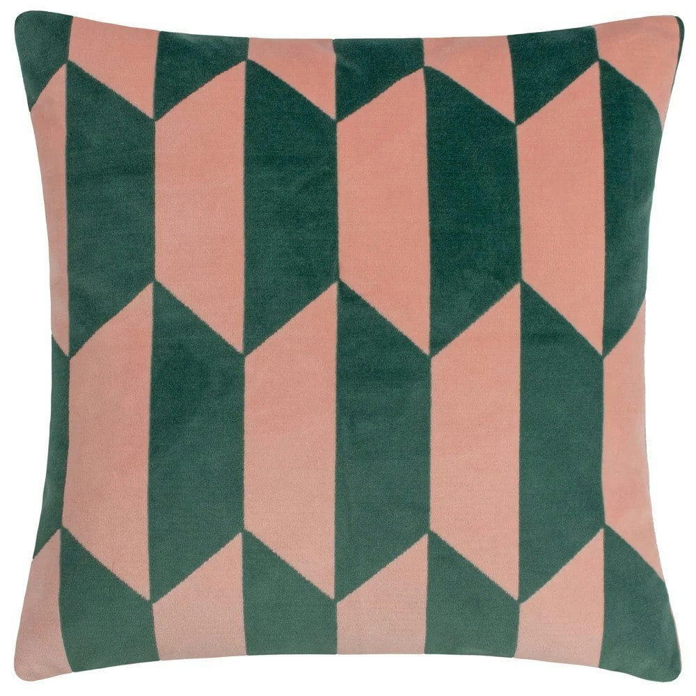 Furn Kalho Jacquard Velvet Cushion Cover - Pink/Green