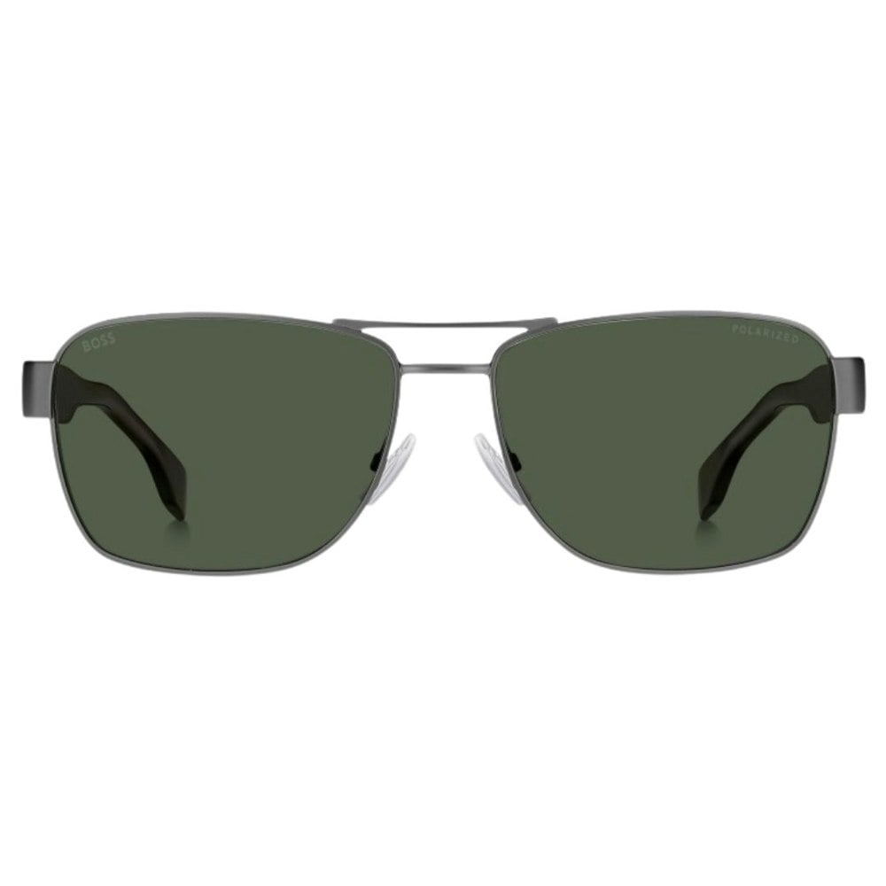 Hugo Boss Matte Ruthenium Dark Havana Legs Green Lensed Sunglasses