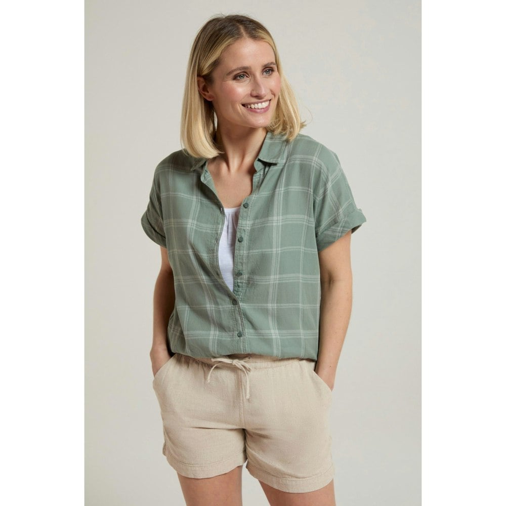 Mountain Warehouse Women's Palm Checked Relaxed Fit Shirt - Khaki Green