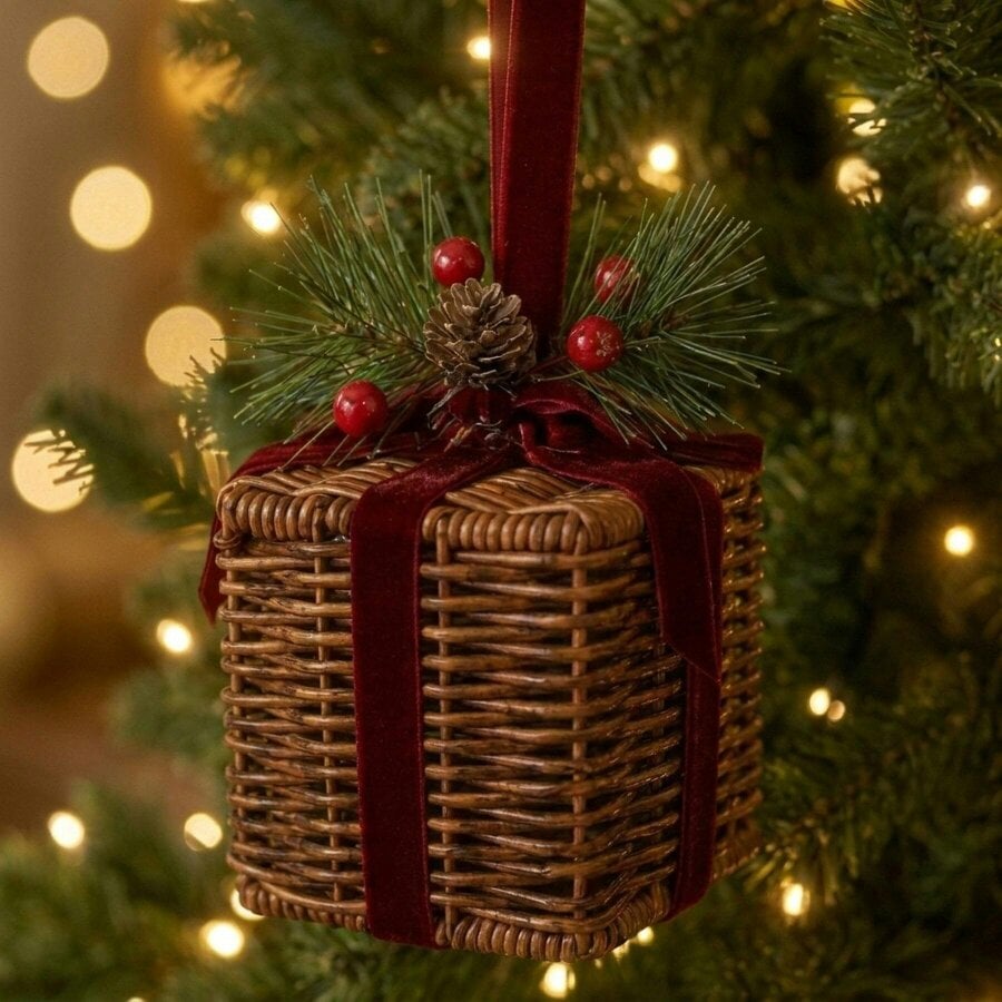 Garden Greatness Woven Rattan Present Hanging Decoration