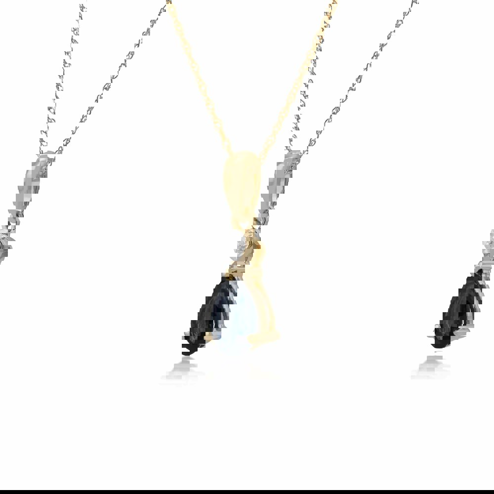 135P1643079 Classic Pear Sapphire & Diamond Pendant in 9ct Yellow Gold 2