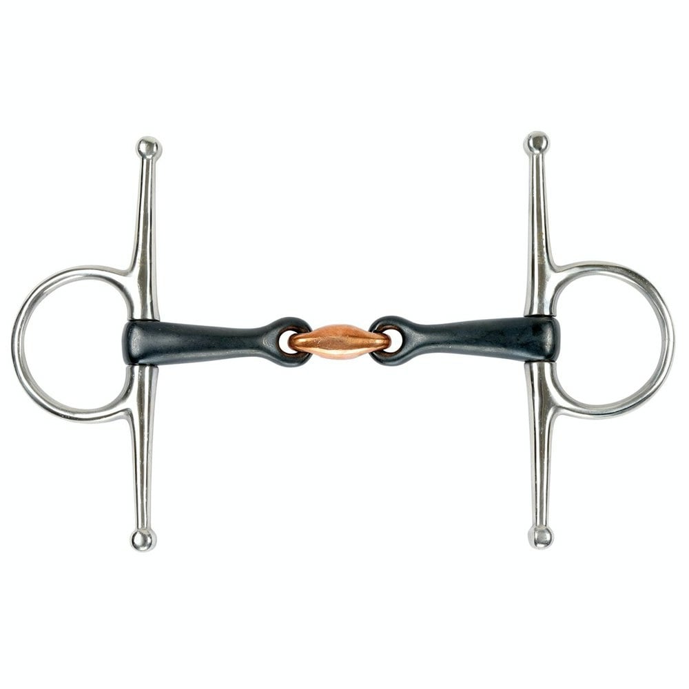 Shires Sweet Iron Lozenge Horse Full Cheek Snaffle Bit - Black/Silver