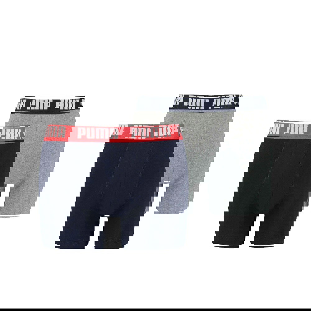 Puma Mens Basic Boxer Shorts (Pack of 2) - Grey/Navy