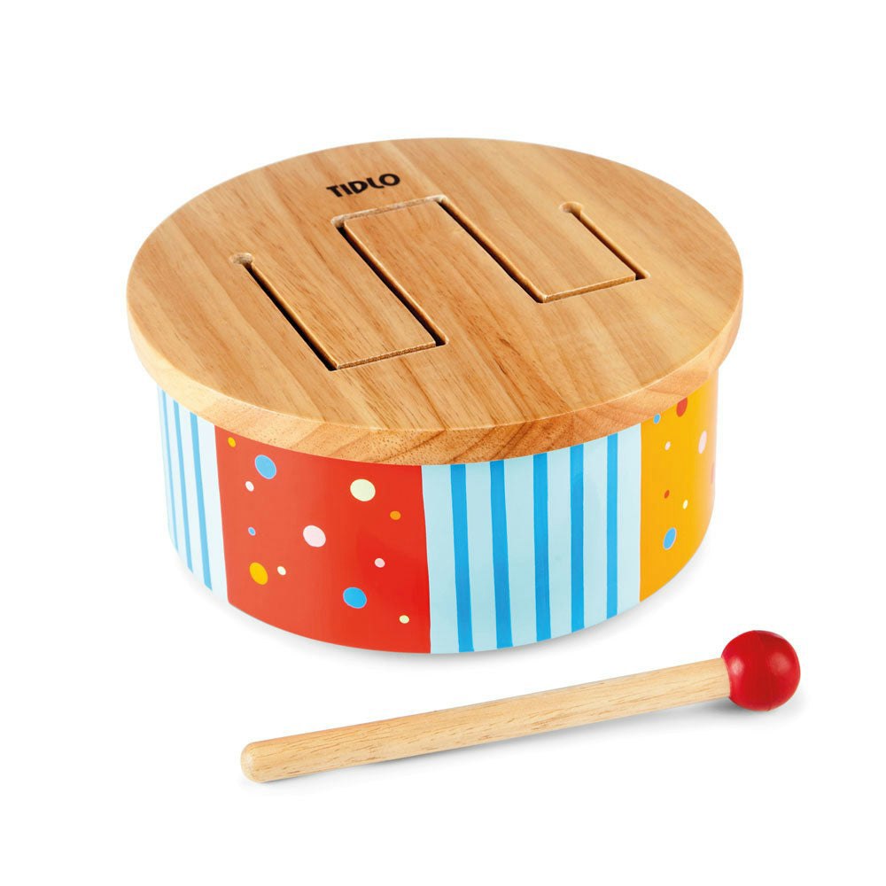 Tidlo Wooden Rainbow Drum - Includes Mallet