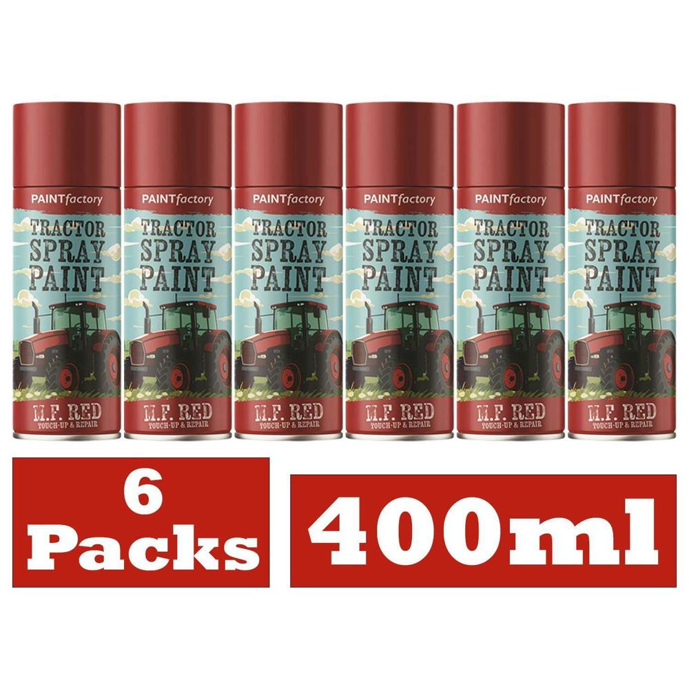 Paint Factory 6X - Tractor Spray Paint Massey Ferguson Red 400ml