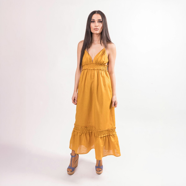 BALOU Linen Maxi Dress - Mustard