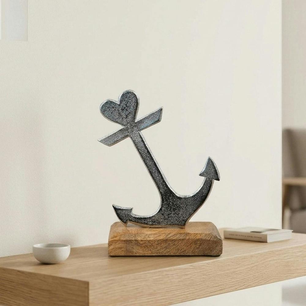 Garden Greatness Aluminium Wood Anchor Heart Ornament