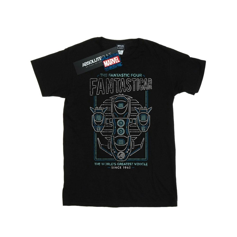 Marvel Mens Fantastic Four Fantasticar Neon T-Shirt - Black