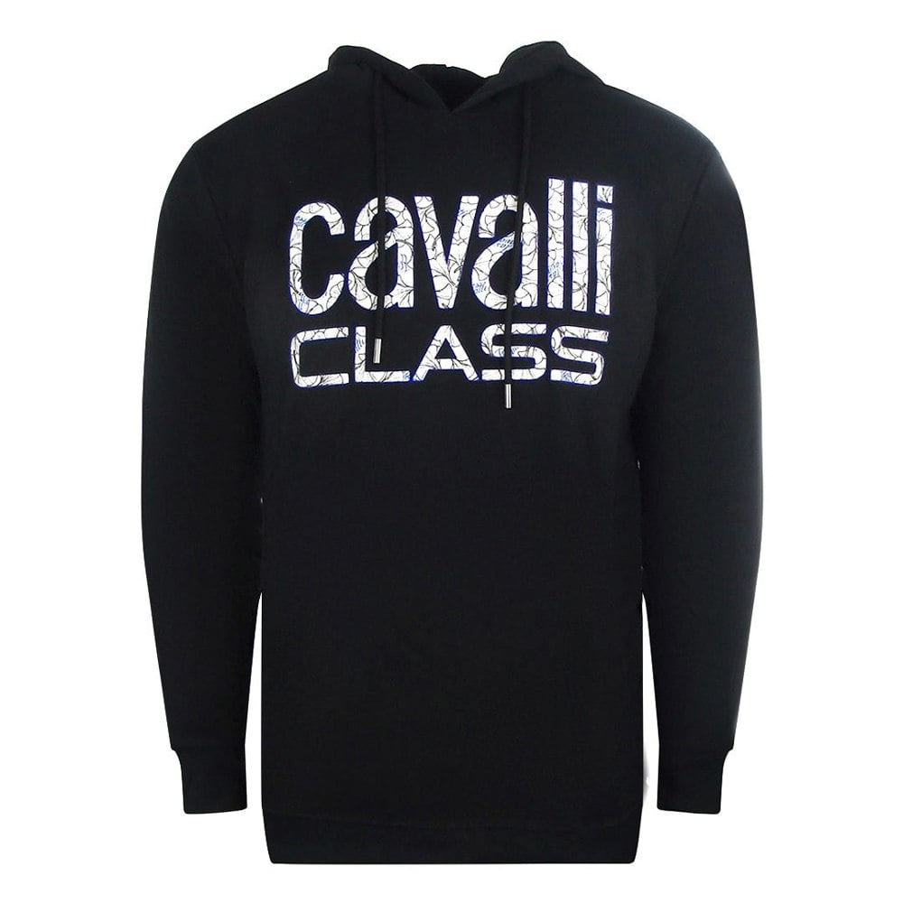 Cavalli Class Floral Logo Hoodie - Black