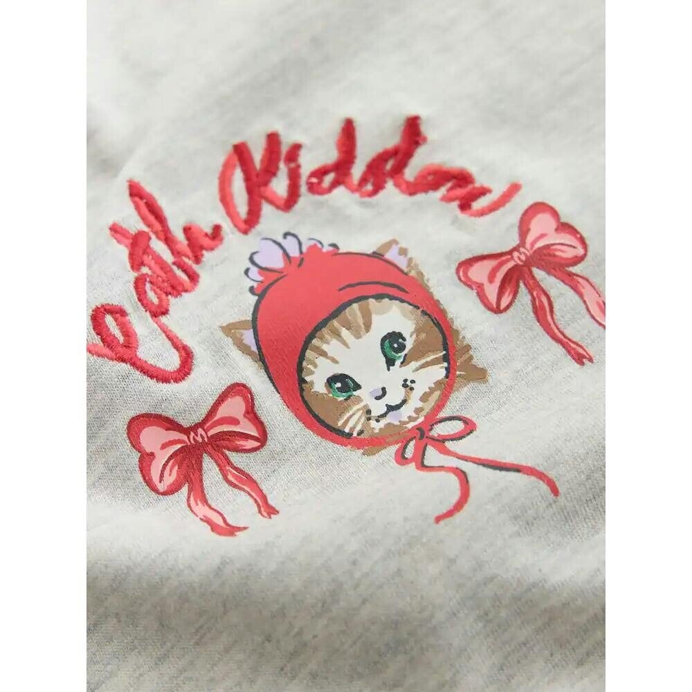 Cath Kidston Womens Cat Pyjama Set - Grey - Grey - 98% Cotton/2% Viscose