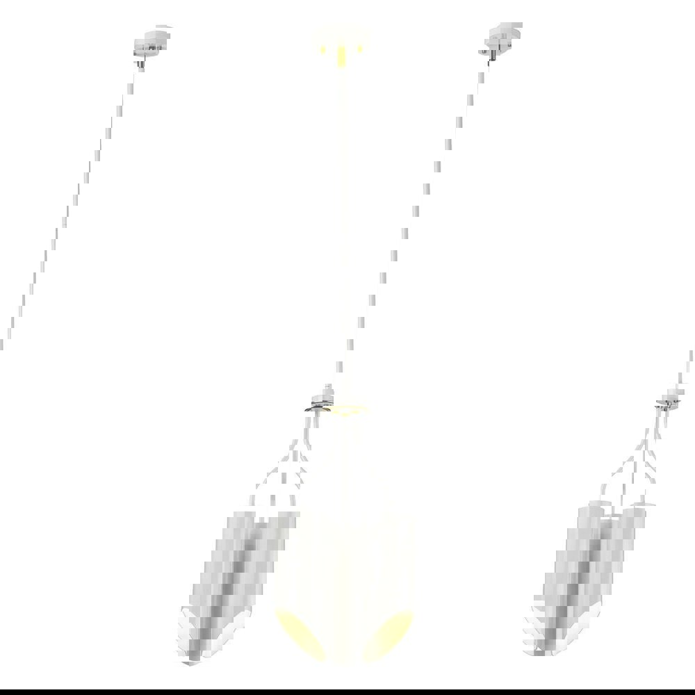 3 Bulb Chandelier Hanging Pendant LIght White Aged Brass Finish LED E27 8W Bulb Loops