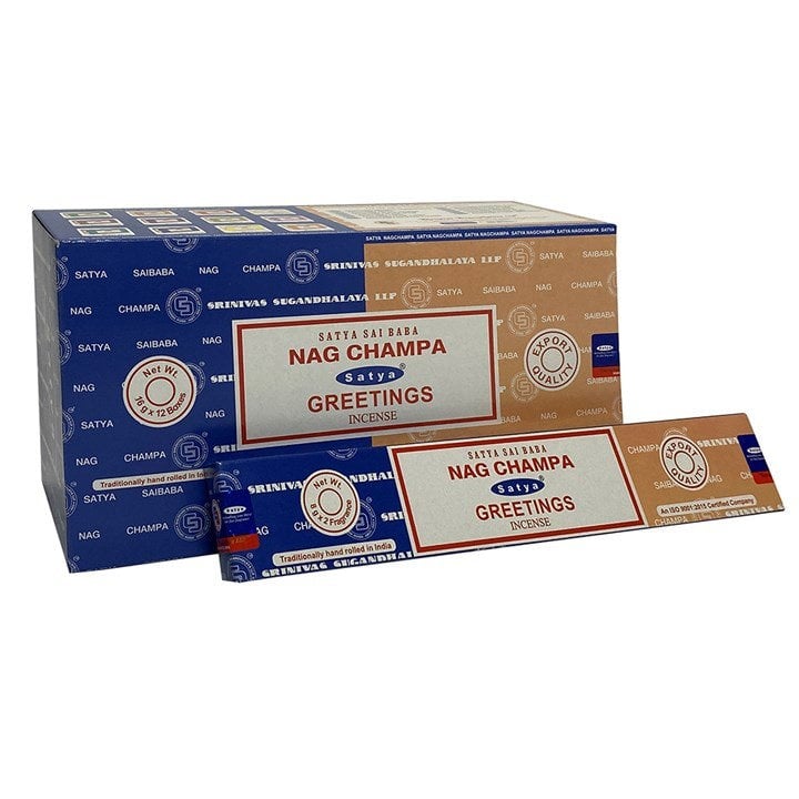 Serano Set of 12 Packets of Combo Satya Incense - Nag Champa Greetings