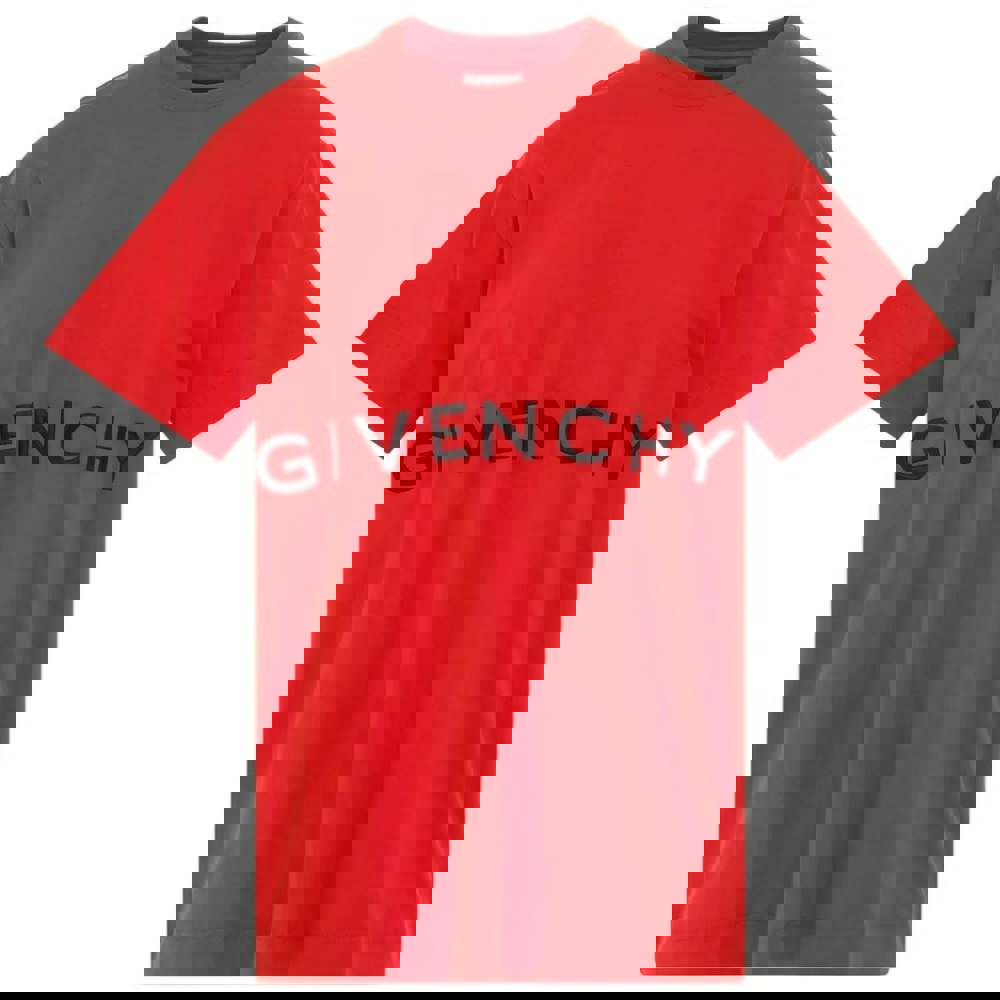 Givenchy Embroidered Logo Oversized Red T-Shirt L