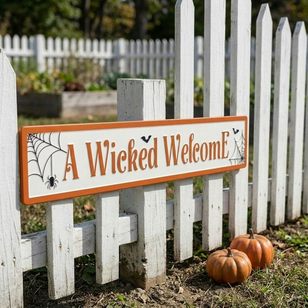 Garden Greatness Haunted Web Wicked Welcome Sign