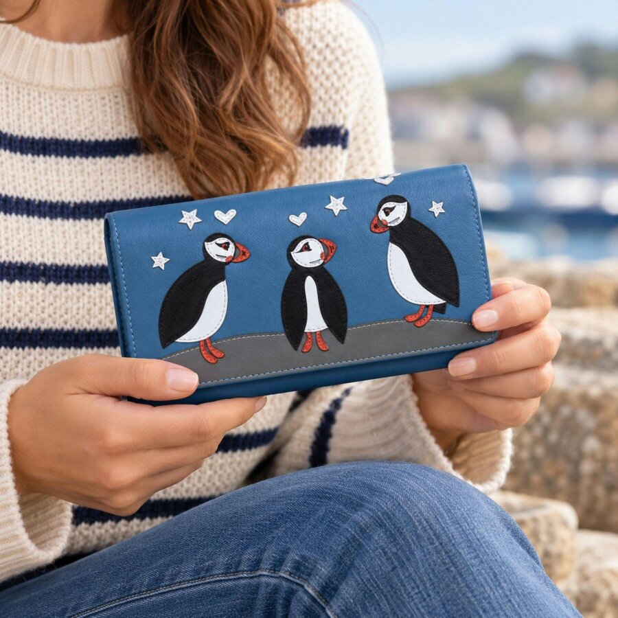 Mala Leather Lundi Puffins Leather Matinee Purse
