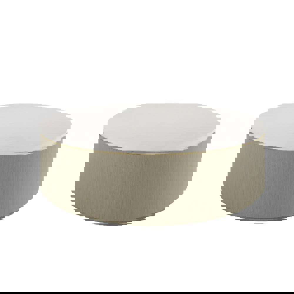 Ouro Luxury Round Natural Stone Top & Antique Brass Coffee Table