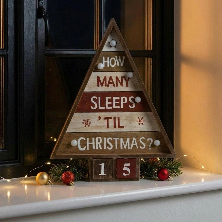 Garden Greatness Lit Wooden Christmas Advent Countdown Tree
