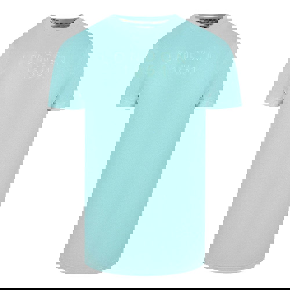 Aquascutum London 1851 Tape Logo T-Shirt - Sky Blue
