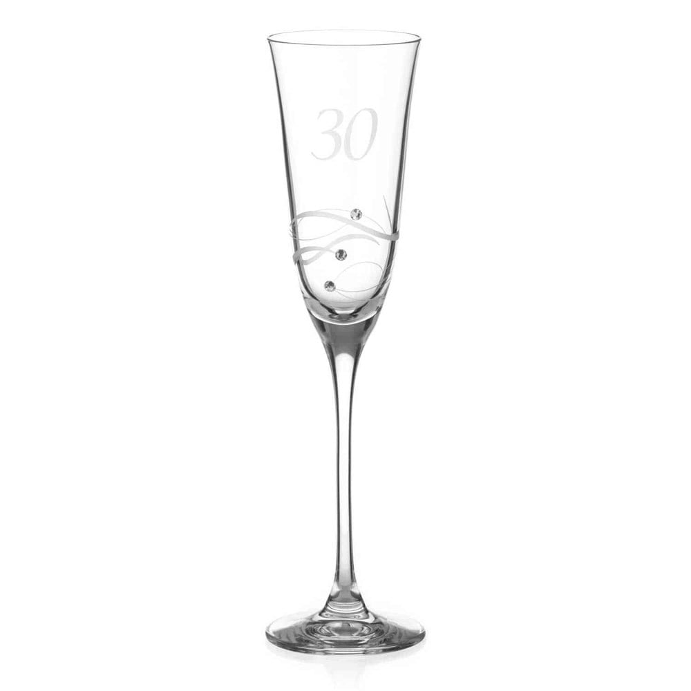 Diamante 30th Birthday Spiral Champagne Flute Adorned with Crystals by Swarovski®