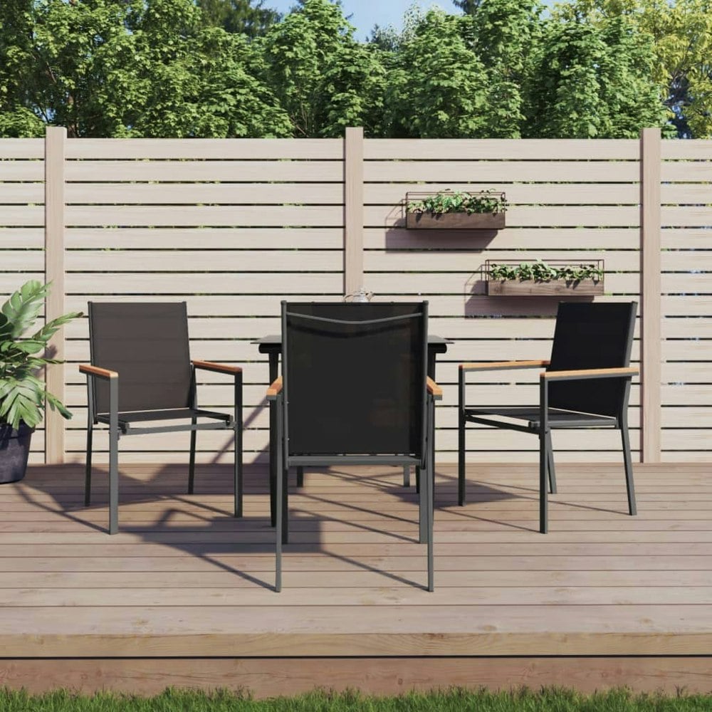 Berkfield 5 Piece Garden Dining Set Black Textilene and Steel