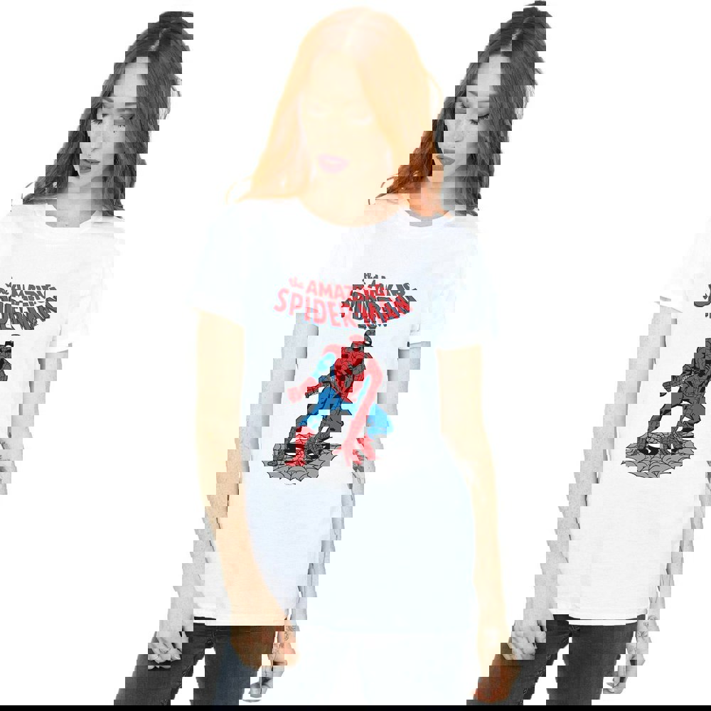 Marvel Womens/Ladies The Amazing Spider-Man Cotton Boyfriend T-Shirt - White