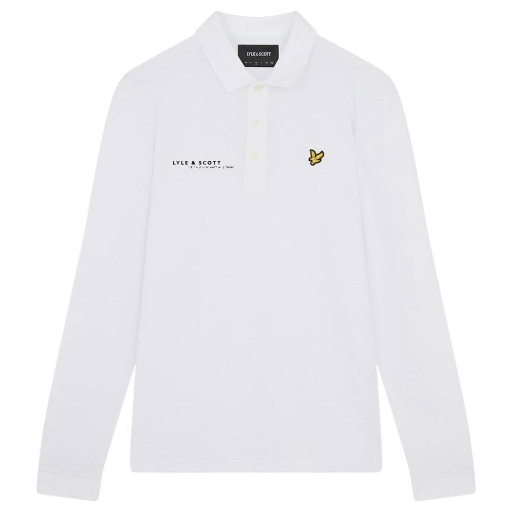 Lyle & Scott White Co-ordinate Print Logo Long Sleeved Polo Shirt M