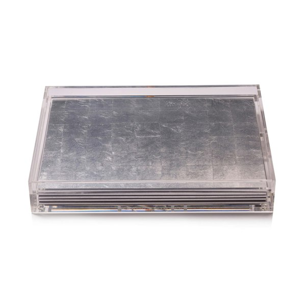 Servebox Clear Silver Leaf Chic Matte Silver - Posh Trading Company  - Interior furnishings london