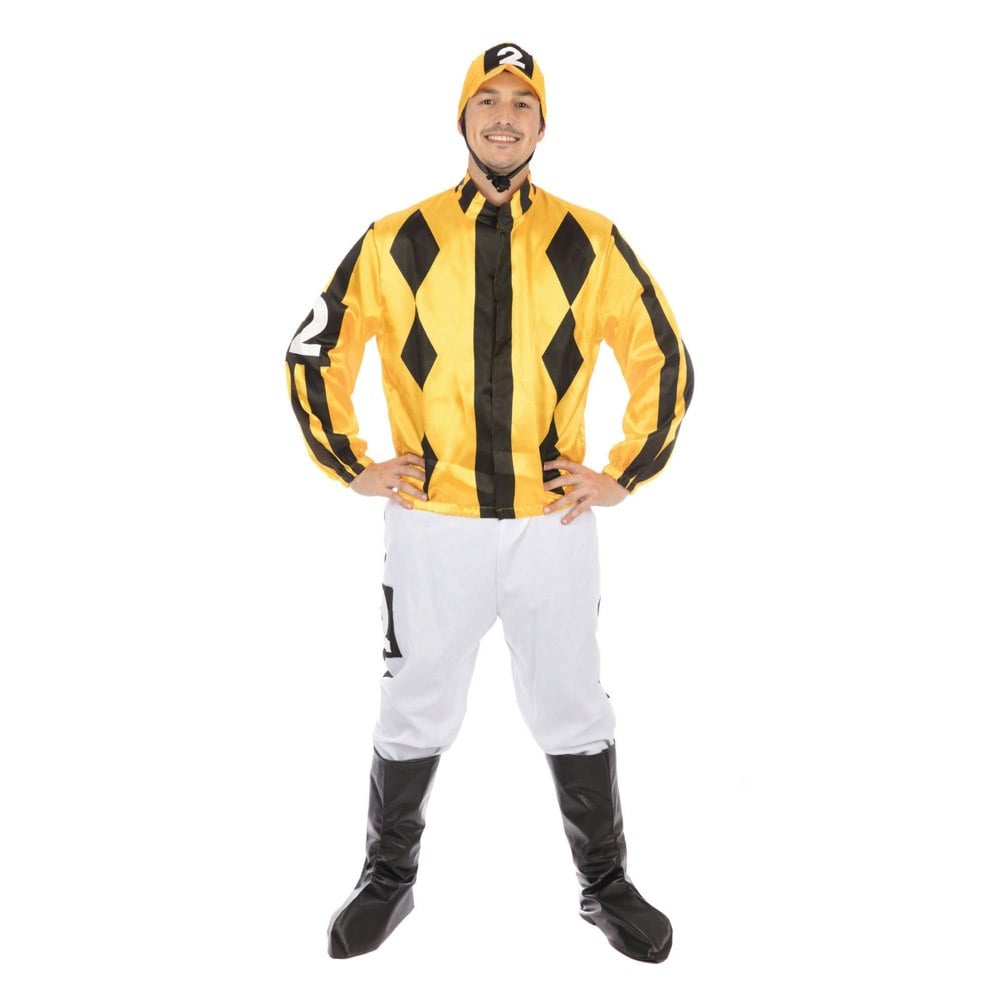 Bristol Novelty Unisex Adult Jockey Costume - Yellow/Black/White