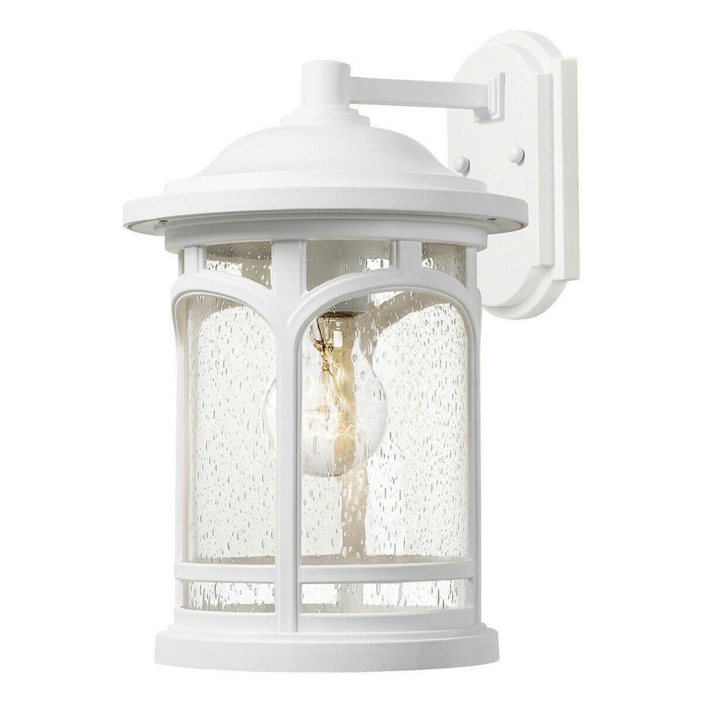 Outdoor IP44 1 Bulb Wall Light Lantern White LED E27 60W d02295 Loops