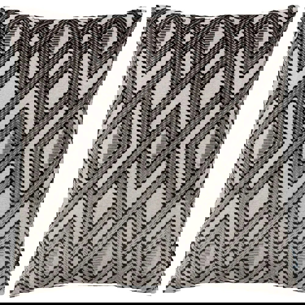 Paoletti Henley Jacquard Velvet Cushion Cover - Grey/Black