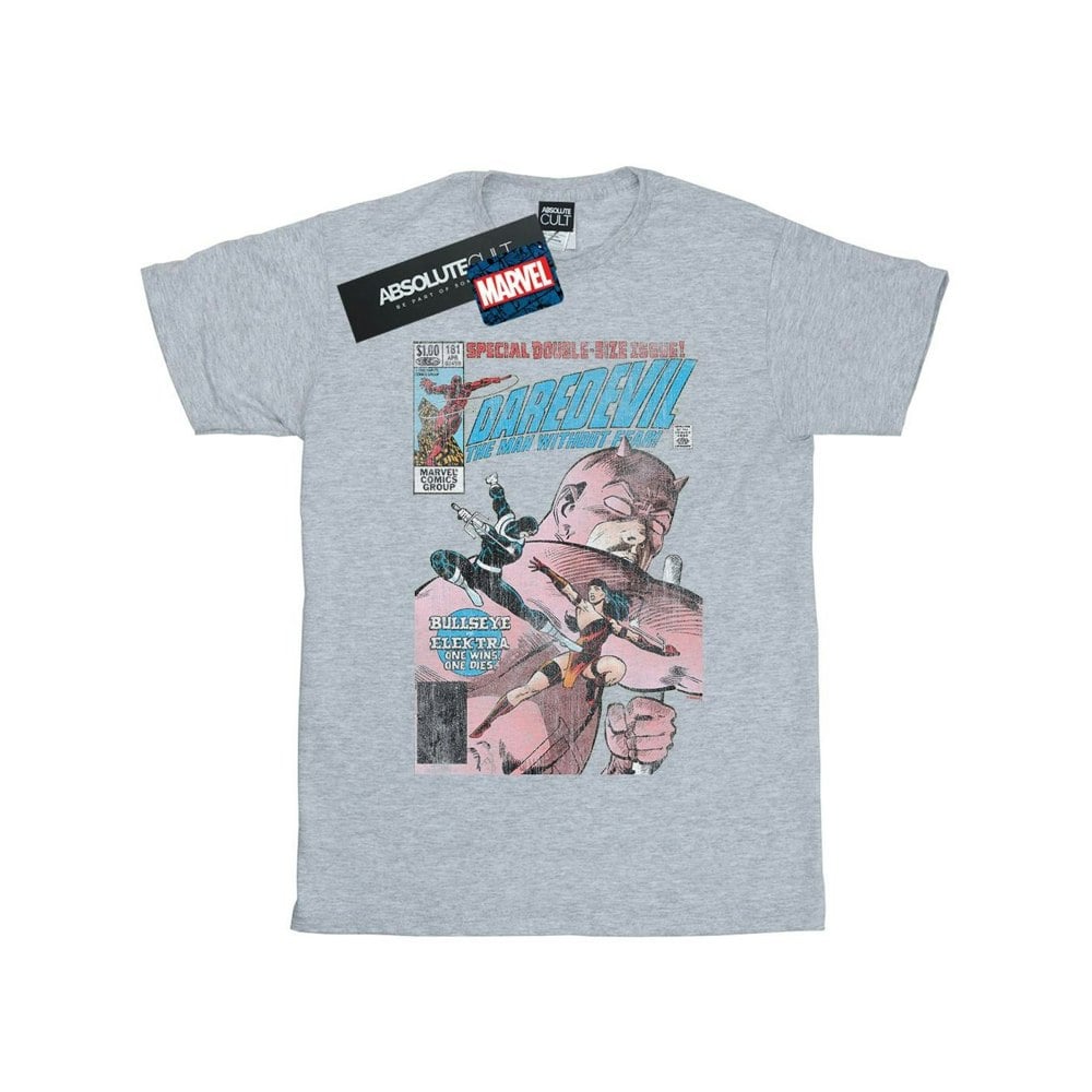 Marvel Womens/Ladies Daredevil Distressed Bullseye Vs Elektra Cover Cotton Boyfriend T-Shirt - Sports Grey