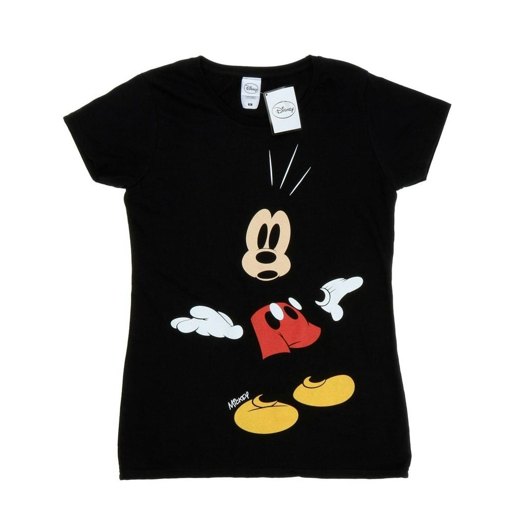 Disney Womens/Ladies Mickey Mouse Surprised Cotton T-Shirt - Black