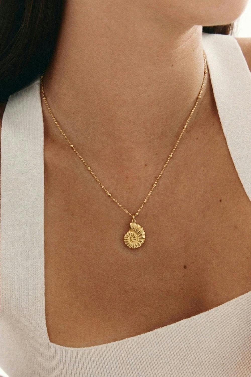 Serla Gold Plated Shell Pendant Necklace