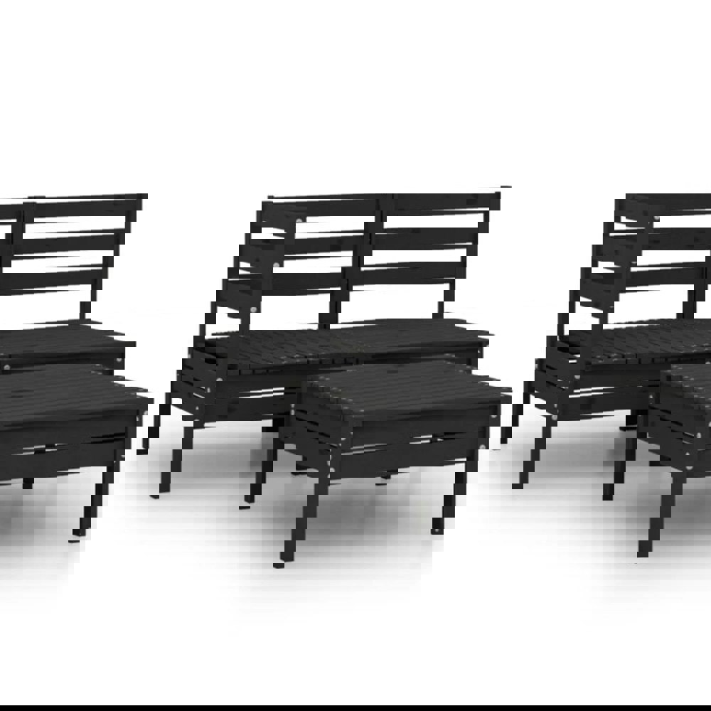 Berkfield 3 Piece Garden Lounge Set Solid Pinewood Black