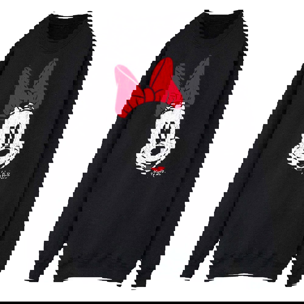 Disney Womens/Ladies Minnie Mouse Face Sweatshirt - Black