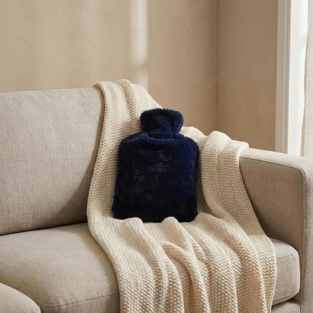 Garden Greatness Navy Faux Fur Muff Hot Water Bottle