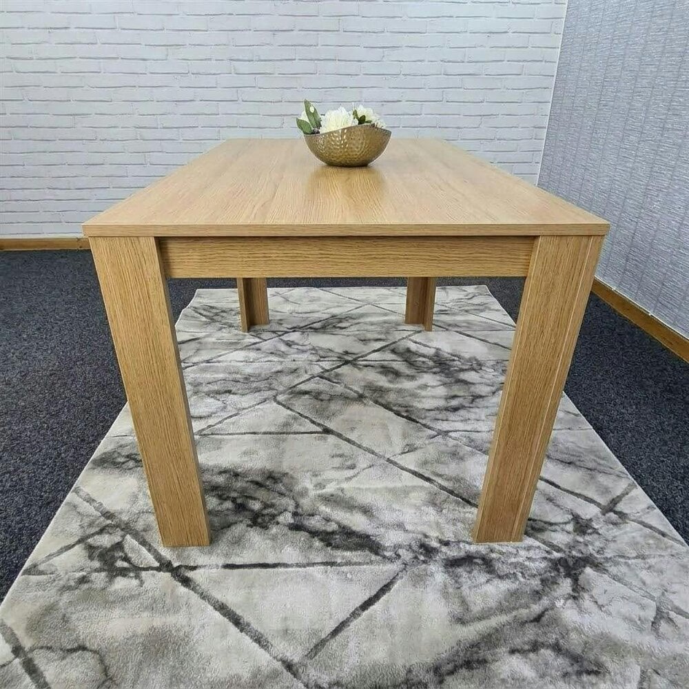 KOSY KOALA 6 Seater Modern Light Wood Effect Dining Table with Melamine Finish for Kitchen and Dining Table Only 140 x 80 x 75 cm