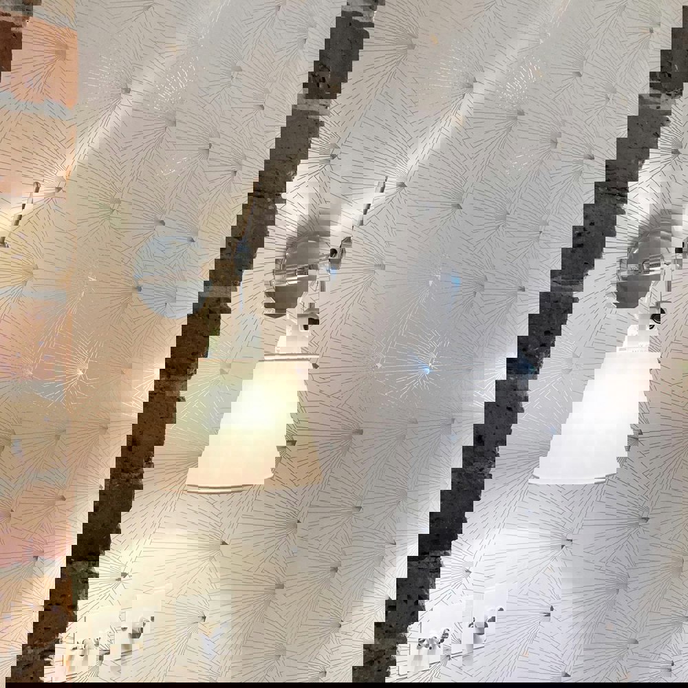 Fan pewter / white stone wallpaper by Erica Wakerly