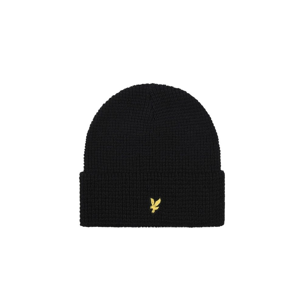 Lyle & Scott Mens Waffle Beanie - Jet Black